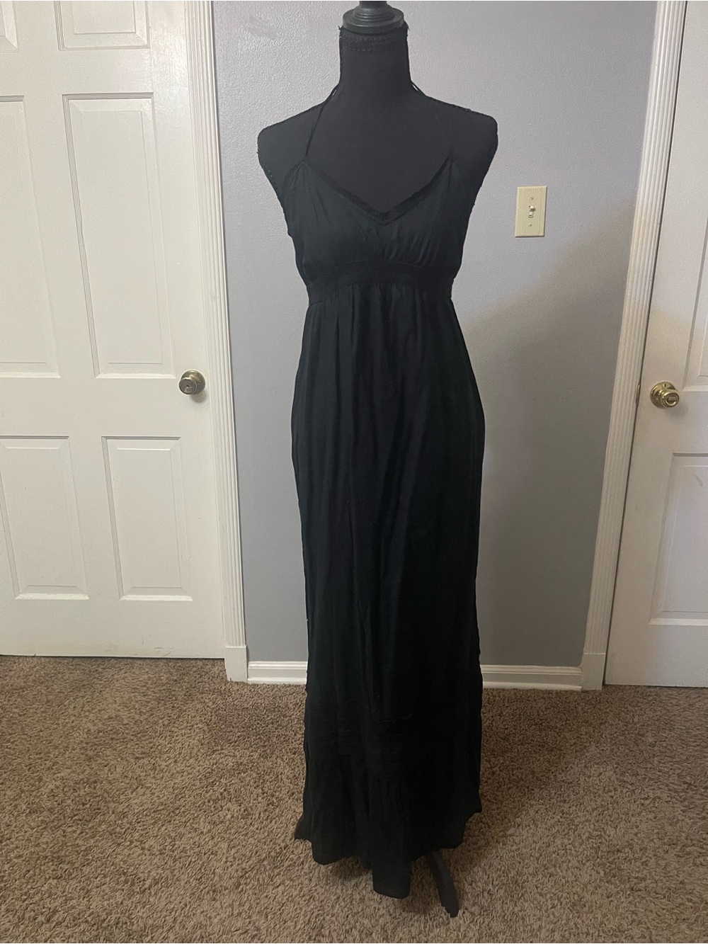 Black halter maxi dress